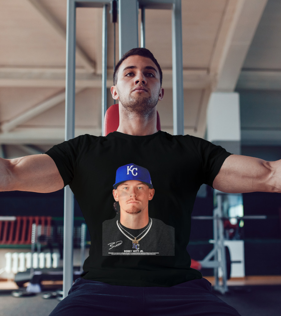 Bobby Witt Jr Kansas City Royals MLB Player Portrait Featuring KC Cap And Signature T-Shirt