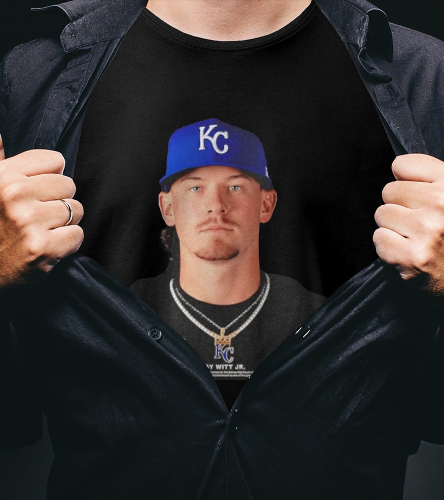 Bobby Witt Jr Kansas City Royals MLB Player Portrait Featuring KC Cap And Signature T-Shirt