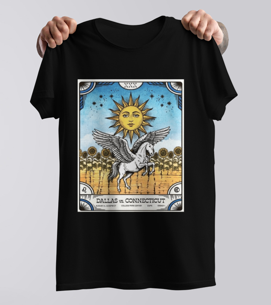 Dallas Vs Connecticut August 2 6pm CT College Park Center ESPN Disney Sunflower Pegasus Sun T-Shirt