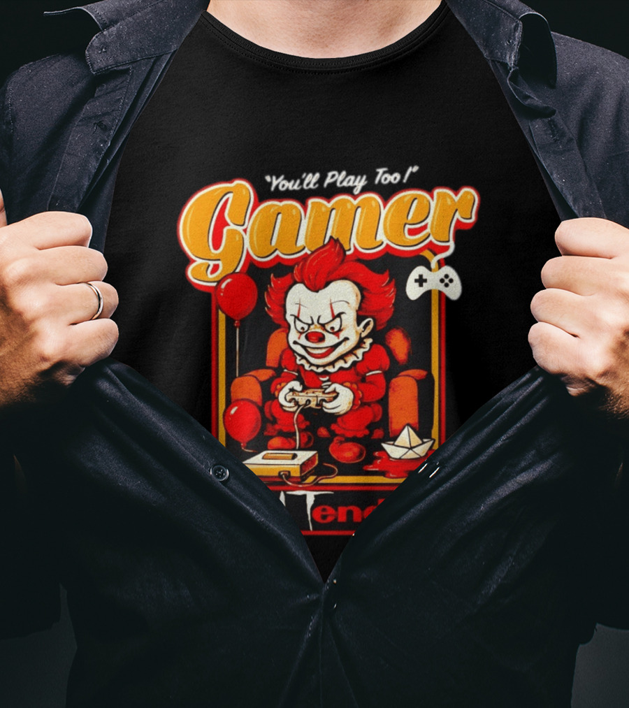 You'll Play Too Pennywise Gamer Nintendo Controller Balloons T-Shirt