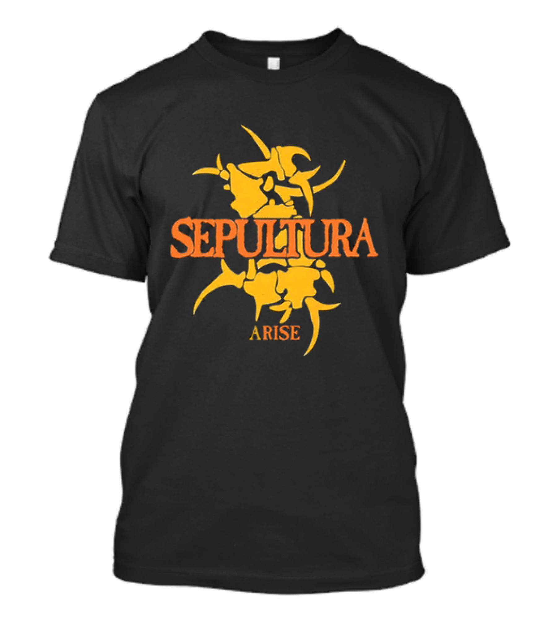 Sepultura Arise Thrash Metal Band Vintage Text Yellow T-Shirt