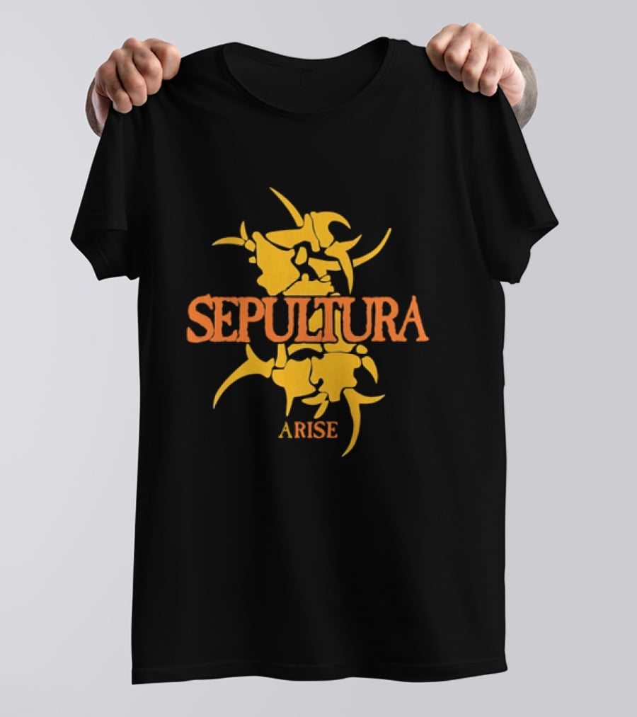 Sepultura Arise Thrash Metal Band Vintage Text Yellow T-Shirt
