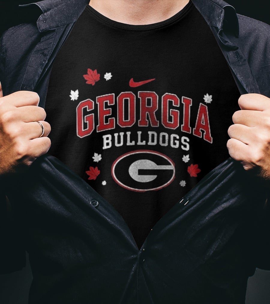 Georgia Bulldogs It's The Most Wonderful Time Of The Year Nike Logo Leafs G T-Shirt