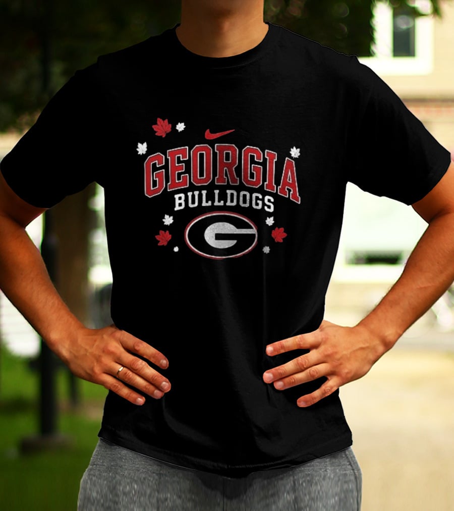 Georgia Bulldogs It's The Most Wonderful Time Of The Year Nike Logo Leafs G T-Shirt