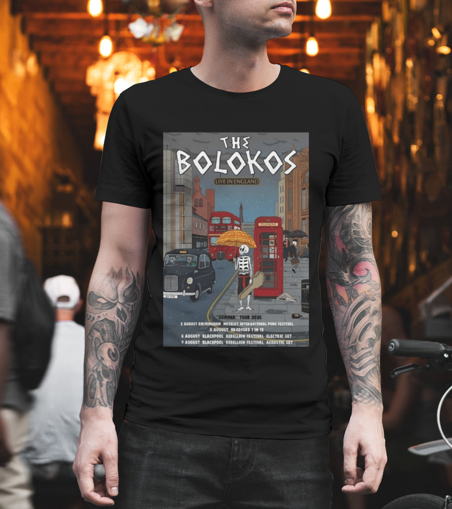 The Bolokos Live In England Summer Tour 2026 Blackpool Bradford Birmingham Rebellion Festival T-Shirt