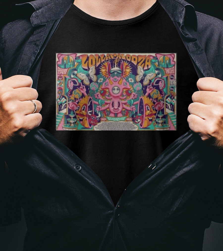 Lollapalooza Grant Park Chicago 08.02.2026 Butterflies Psychedelic T-Shirt