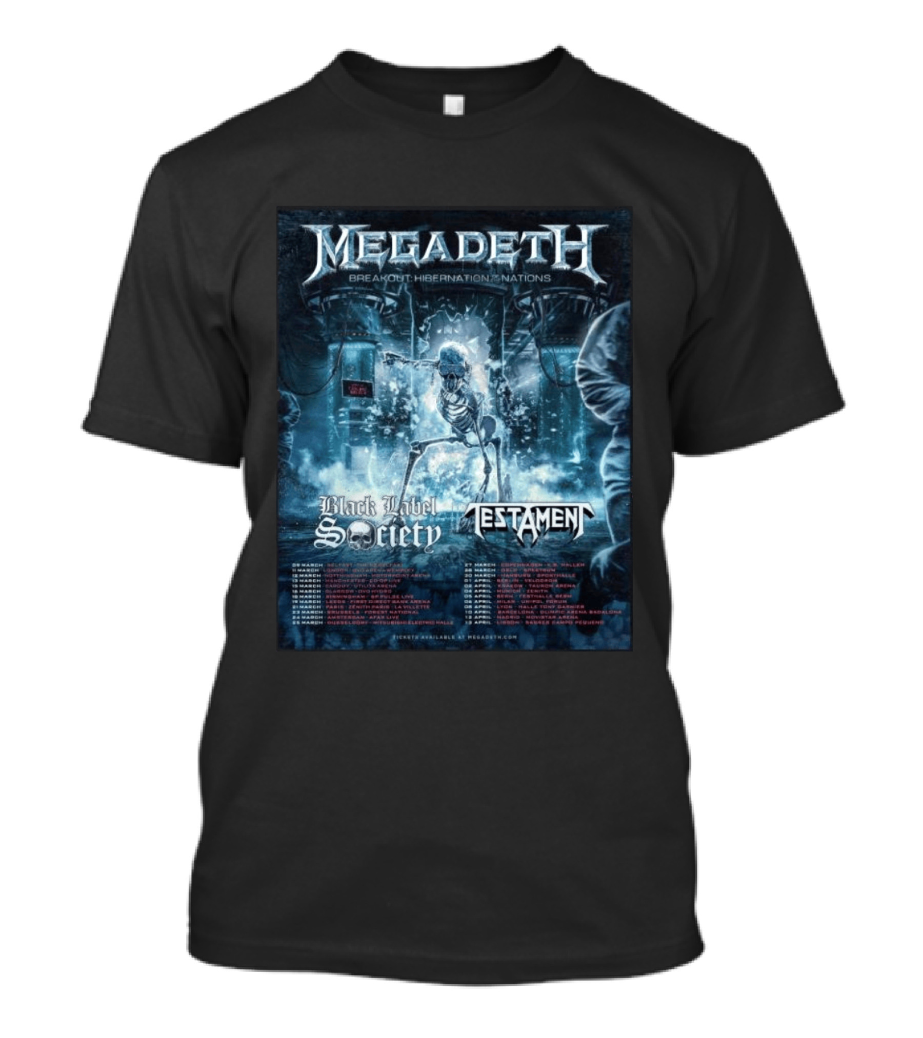 Megadeth Breakout Hibernation Nations Tour Black Label Society Testament T-Shirt