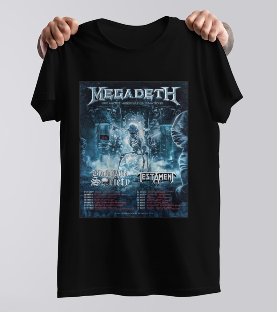 Megadeth Breakout Hibernation Nations Tour Black Label Society Testament T-Shirt