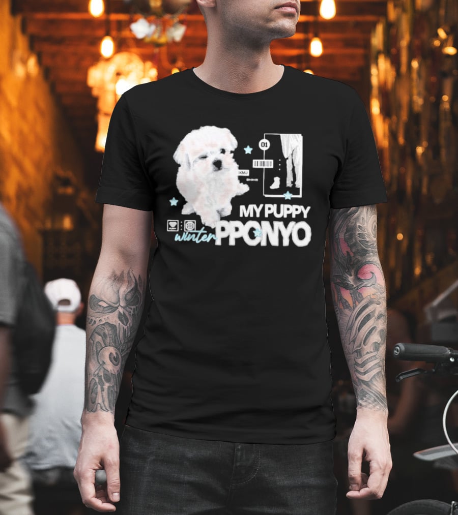 Winter Aespa My Puppy Pponyo KMJ Cute Dog T-Shirt