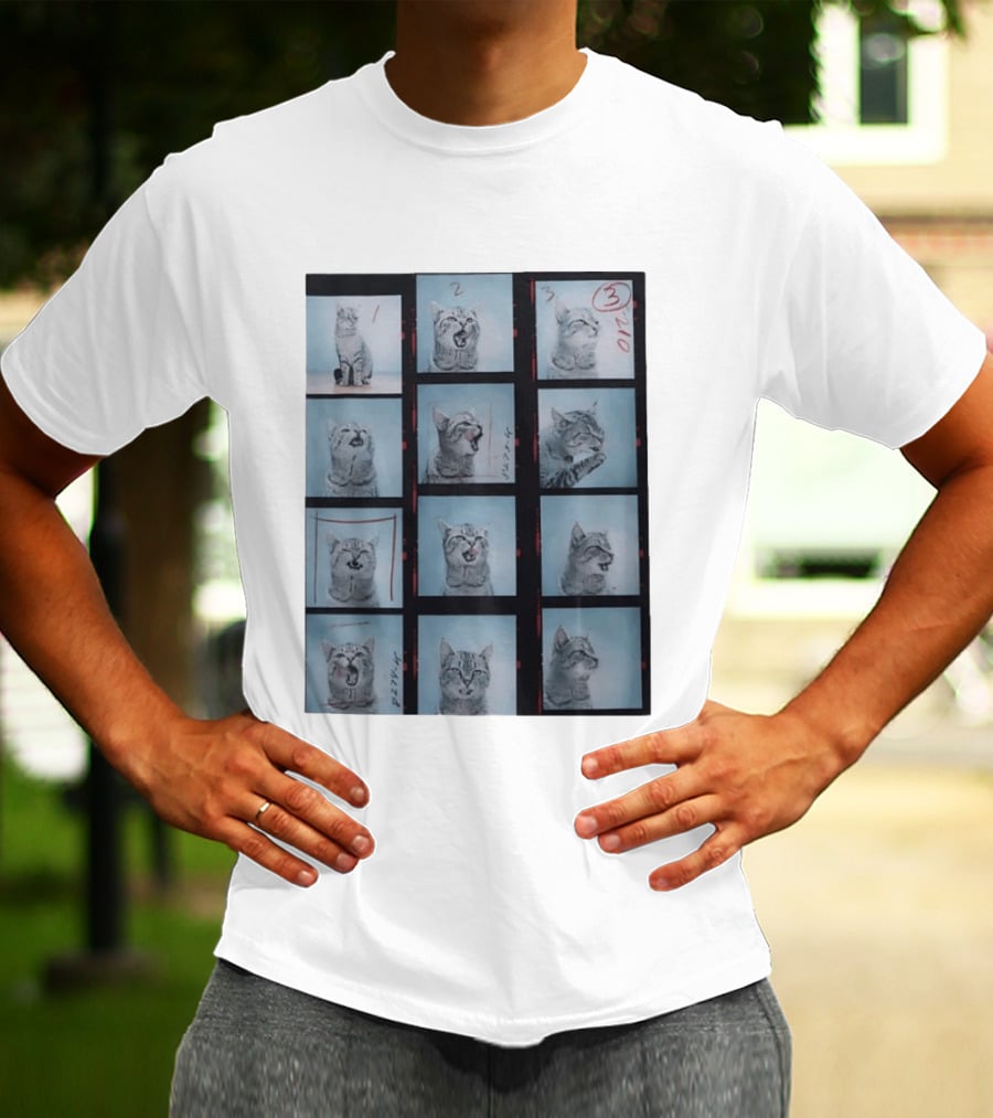 Tabby Cat Film Strip Series With Numbered Frames And Annotations T-Shirt