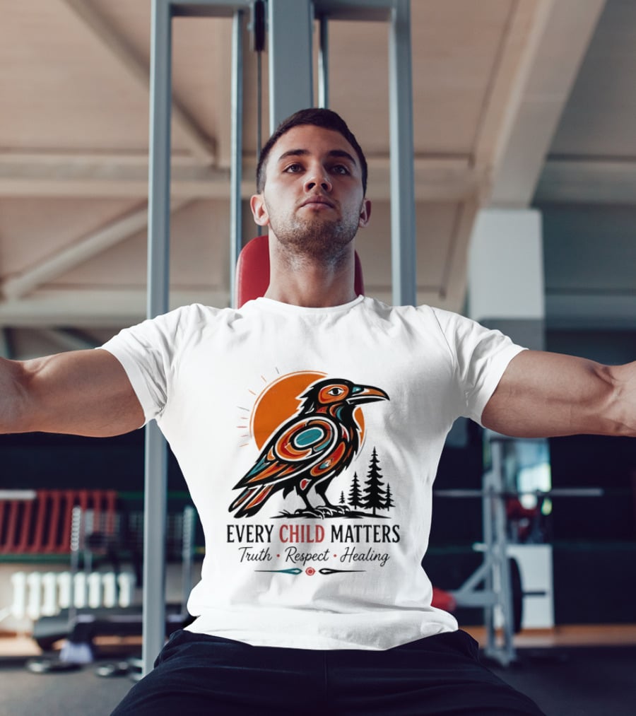 Every Child Matters Truth Respect Healing Raven With Sun And Trees T-Shirt