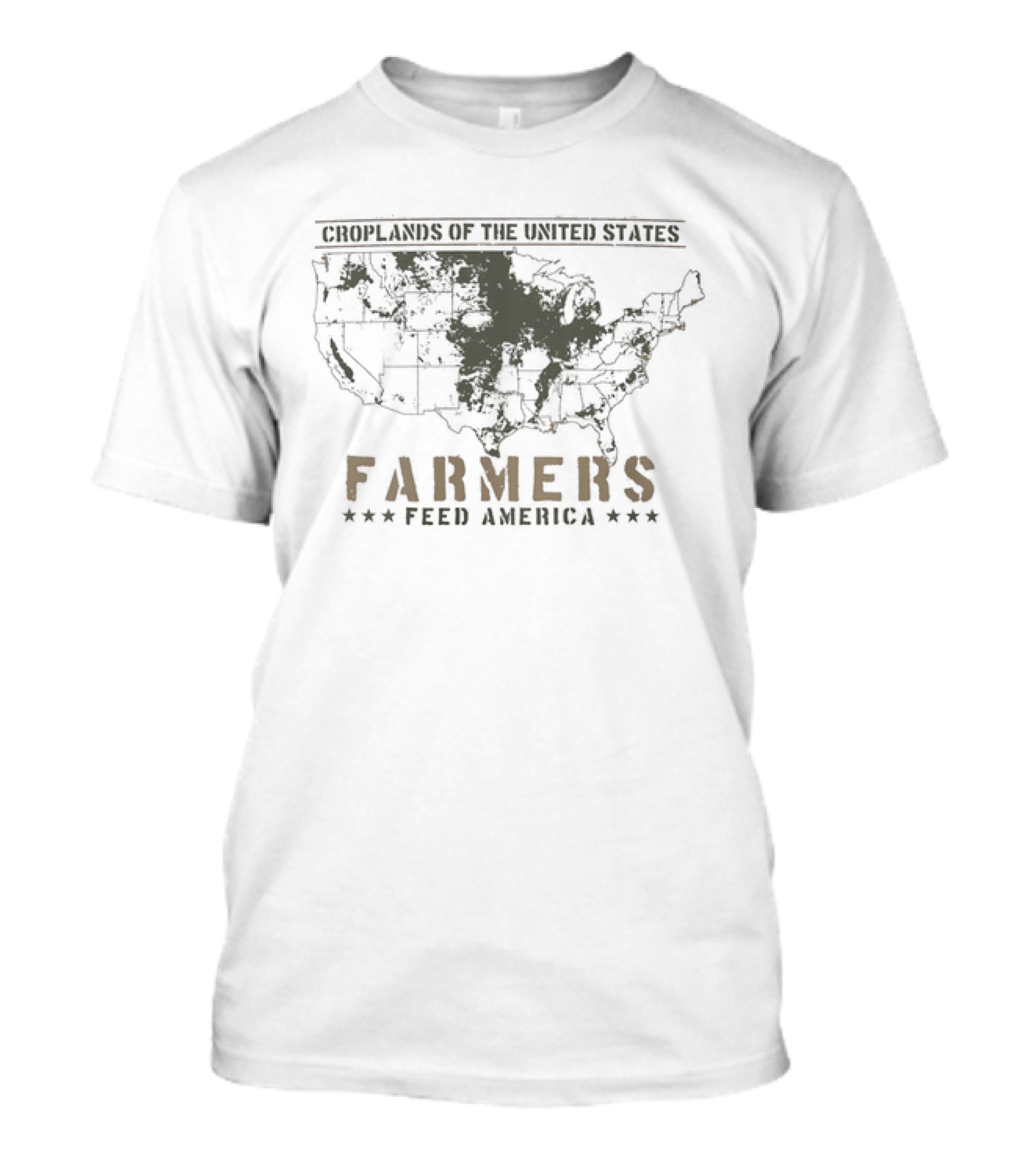 Farmers Feed America Croplands Of The United States Map T-Shirt