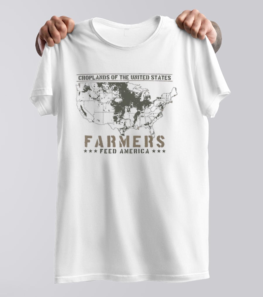 Farmers Feed America Croplands Of The United States Map T-Shirt