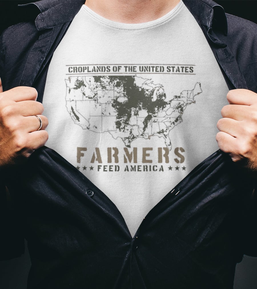 Farmers Feed America Croplands Of The United States Map T-Shirt