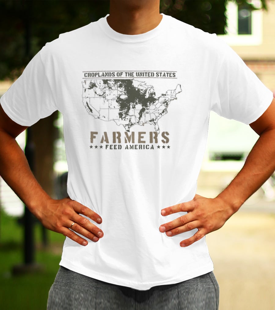 Farmers Feed America Croplands Of The United States Map T-Shirt