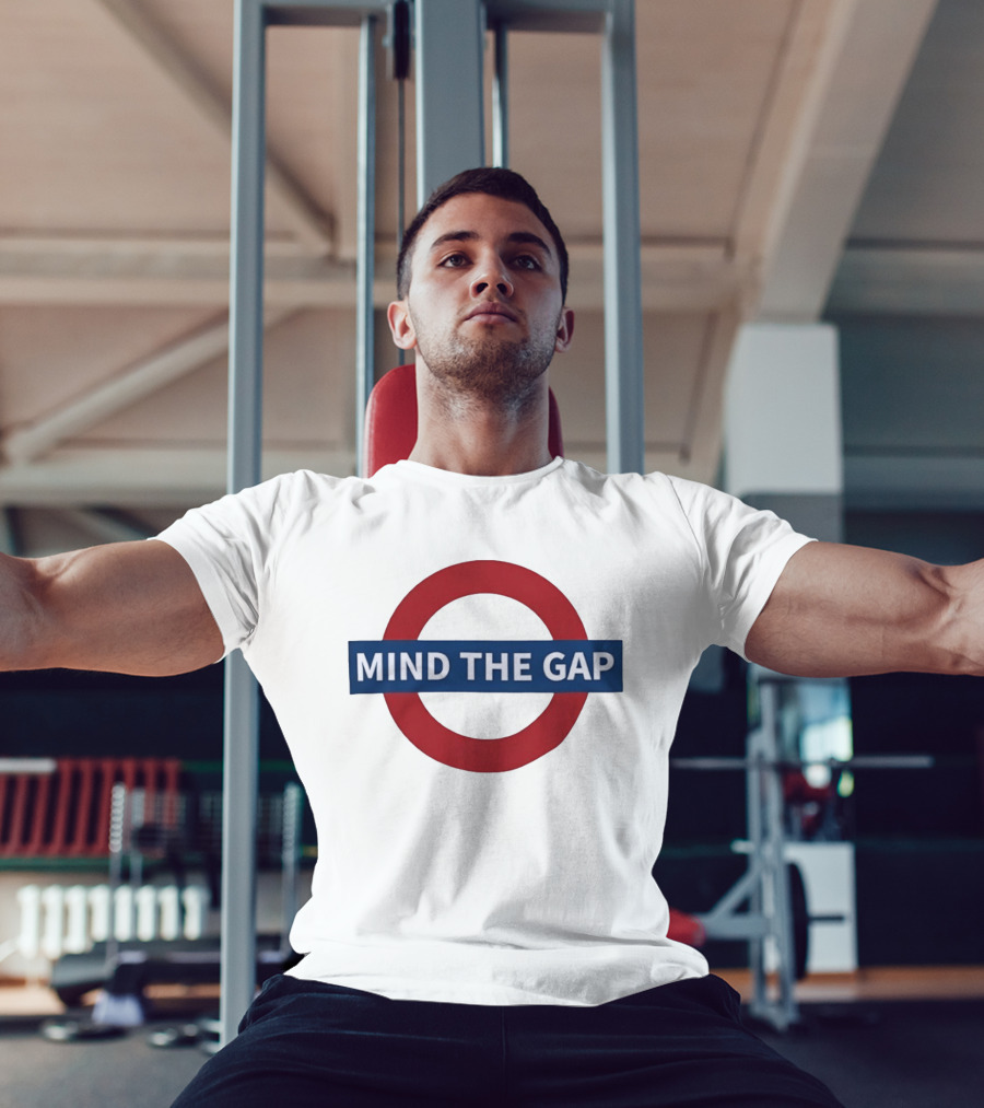Mind The Gap London Underground Sign Tube Red Circle Blue Bar T-Shirt