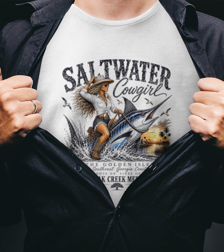 Saltwater Cowgirl The Golden Isles Southern Dream Coast White Oak Creek Mercantile T-Shirt