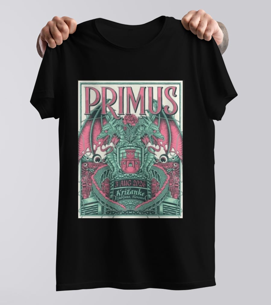 PRIMUS 3 Aug 2026 Križanke Ljubljana Slovenia Dragon T-Shirt