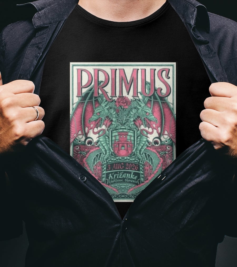 PRIMUS 3 Aug 2026 Križanke Ljubljana Slovenia Dragon T-Shirt