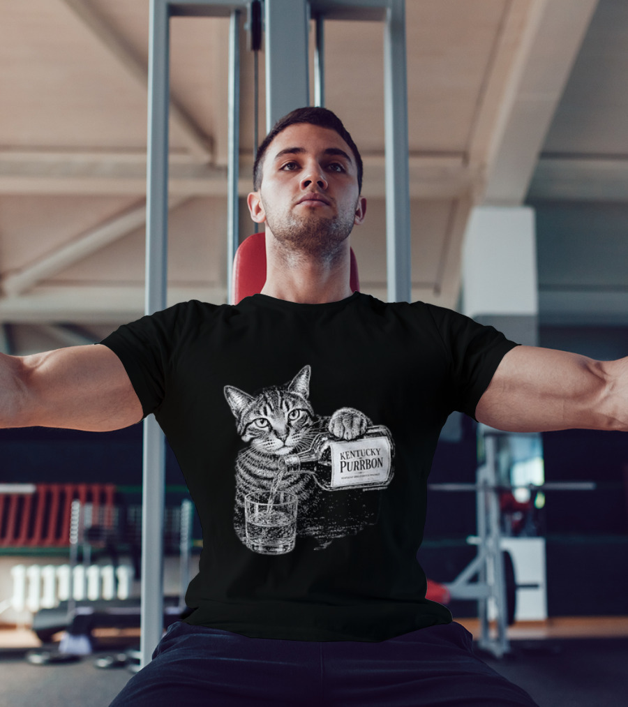 Kentucky Purrbon Cat Pouring Whiskey Bourbon T-Shirt