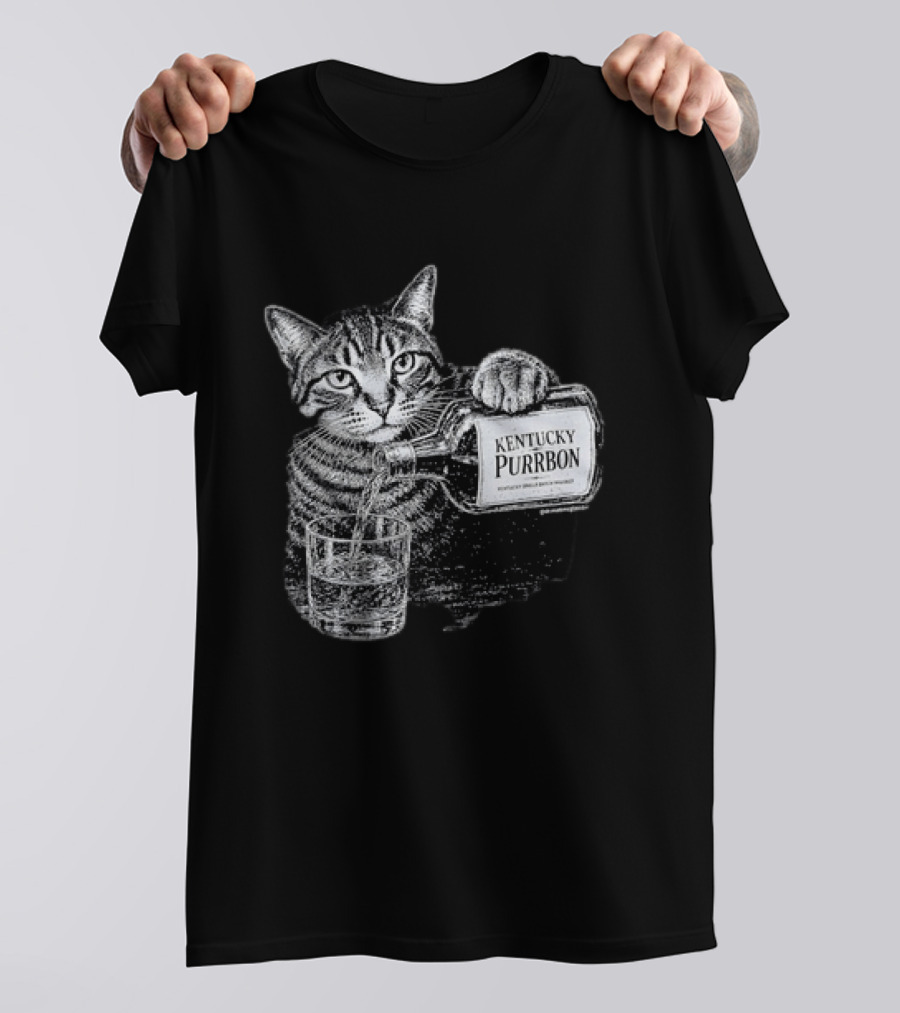 Kentucky Purrbon Cat Pouring Whiskey Bourbon T-Shirt