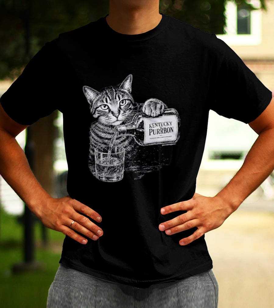 Kentucky Purrbon Cat Pouring Whiskey Bourbon T-Shirt