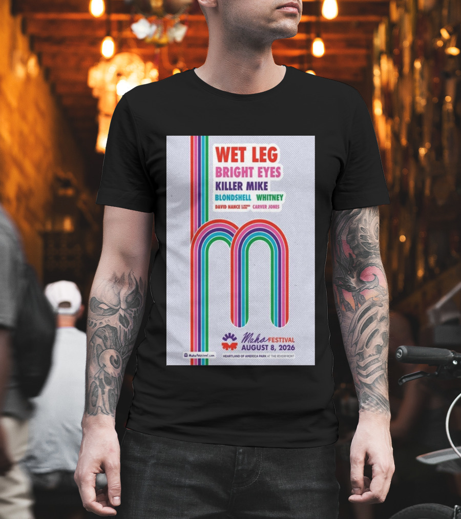 Wet Leg Bright Eyes Maha Festival Kansas City August 8 2026 Heartland Of America Park T-Shirt