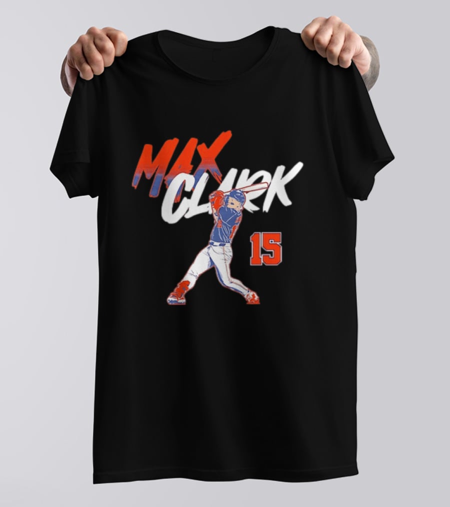 Max Clark Detroit Tigers 15 Baseball Player Hitting Action T-Shirt