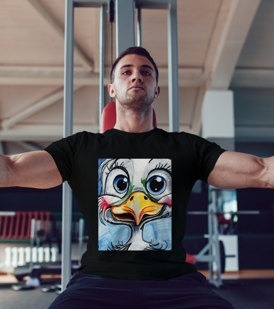 Swoopy The Charming Seagull By Viktor With Big Blue Eyes And Colorful Beak T-Shirt