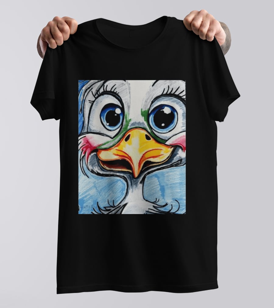 Swoopy The Charming Seagull By Viktor With Big Blue Eyes And Colorful Beak T-Shirt