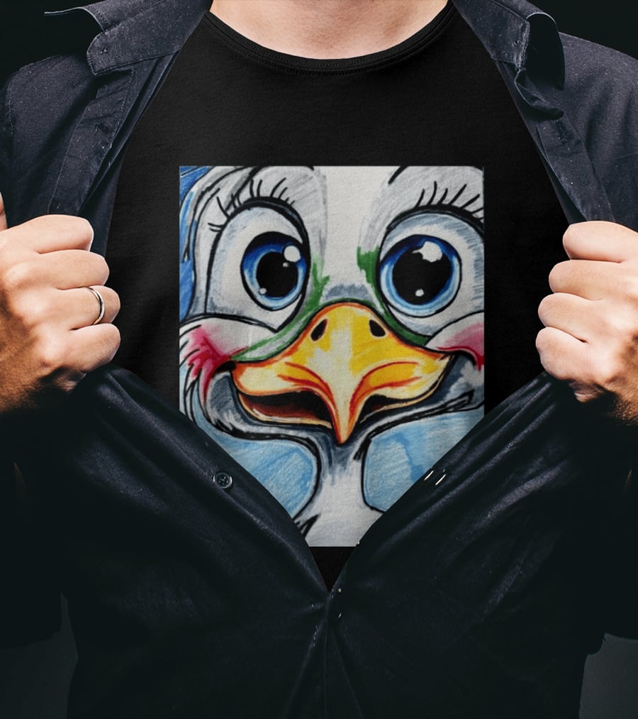 Swoopy The Charming Seagull By Viktor With Big Blue Eyes And Colorful Beak T-Shirt