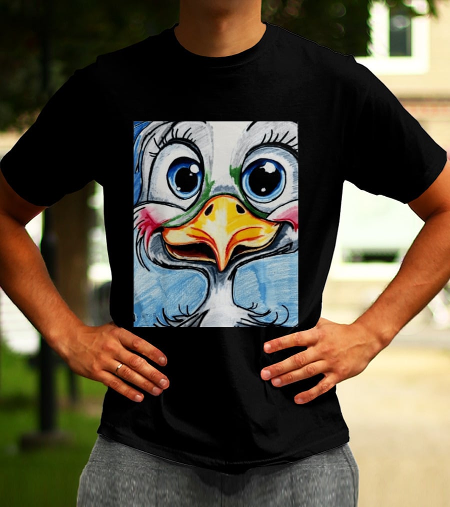 Swoopy The Charming Seagull By Viktor With Big Blue Eyes And Colorful Beak T-Shirt