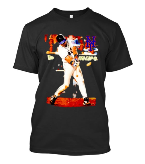 Mike Piazza New York Mets Batting Action MLB Player Swing T-Shirt
