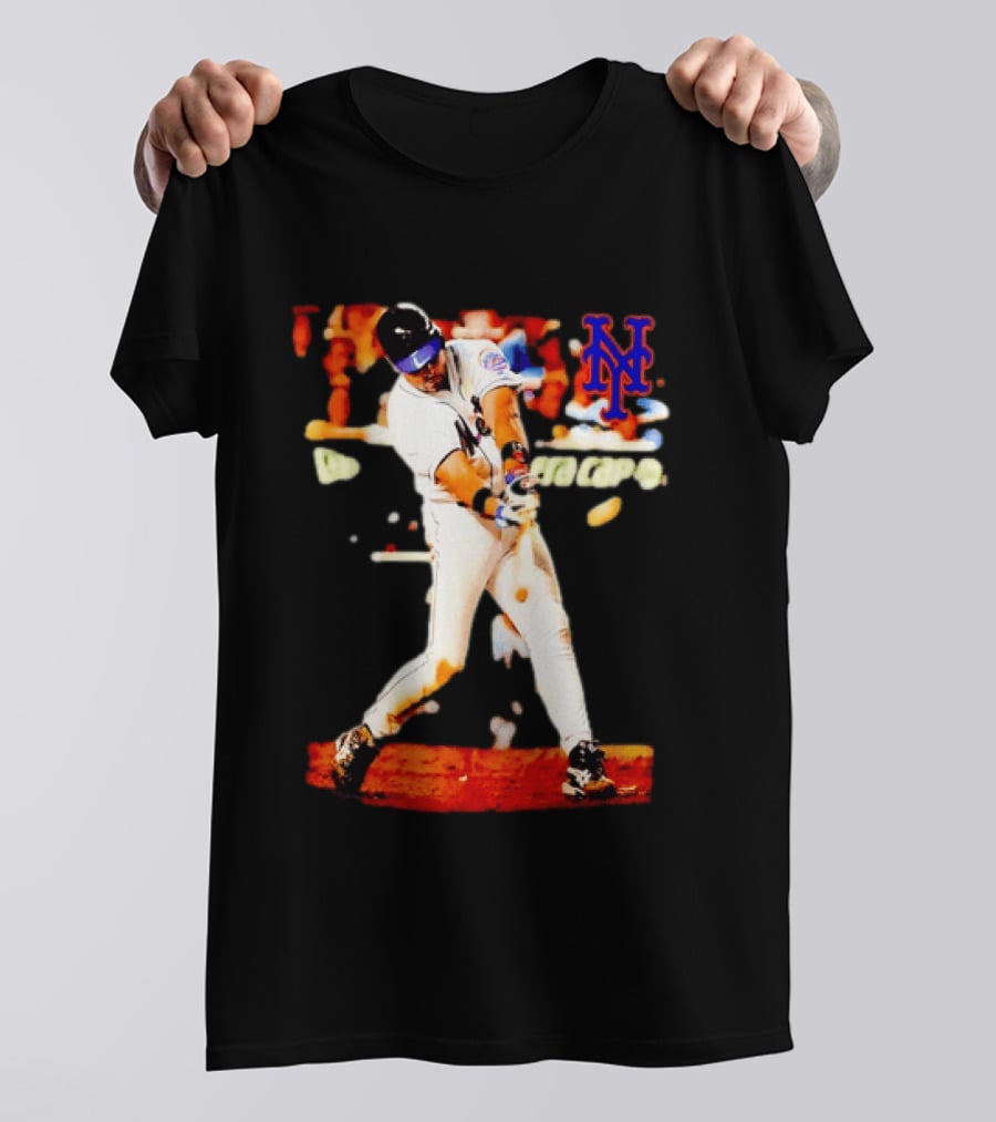Mike Piazza New York Mets Batting Action MLB Player Swing T-Shirt