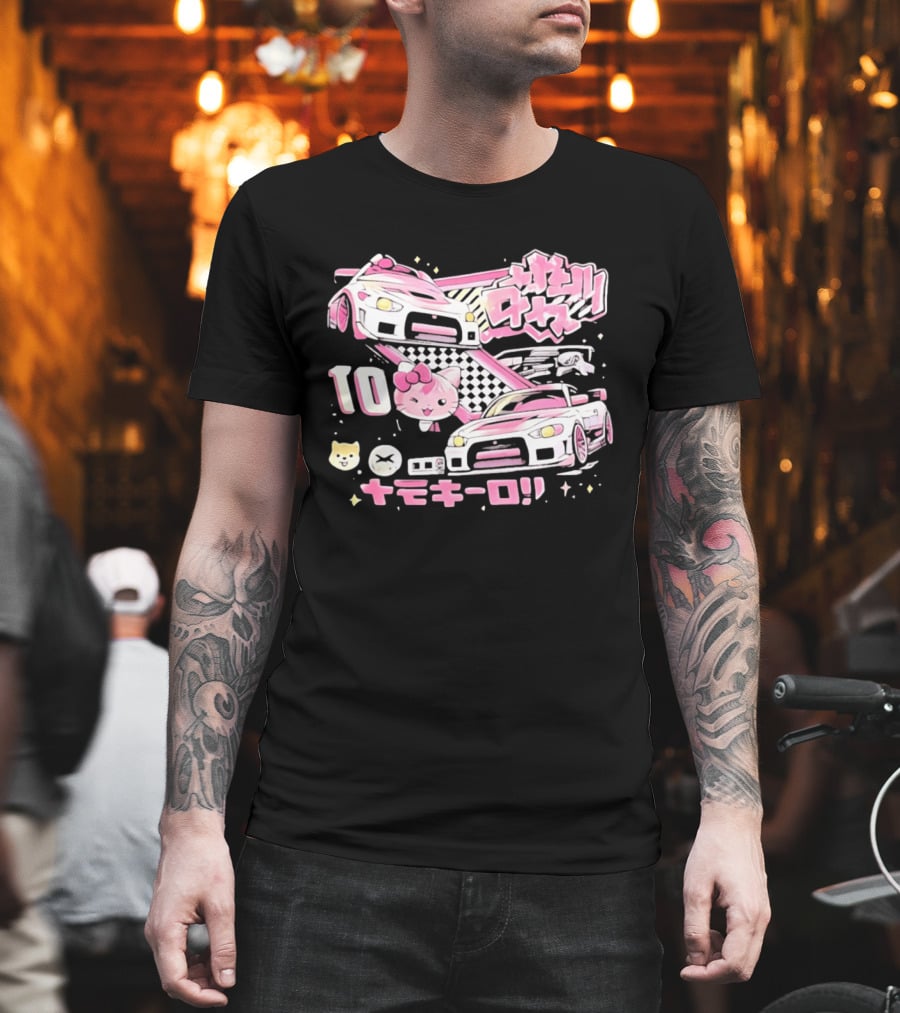 Hello Kitty Pink Racing Car Aesthetic JDM !! 10 Racing Cats T-Shirt