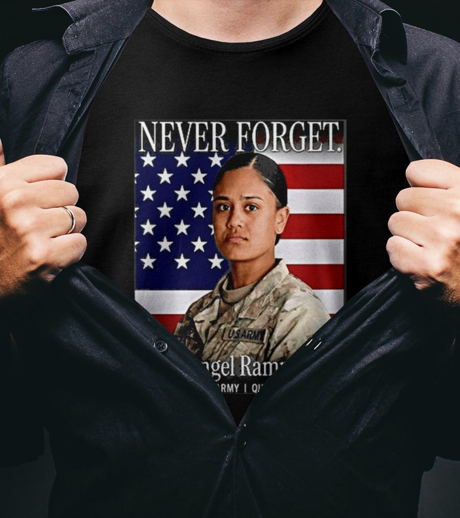 Never Forget Sgt Angel Rampersad United States Army Queens New York American Flag T-Shirt