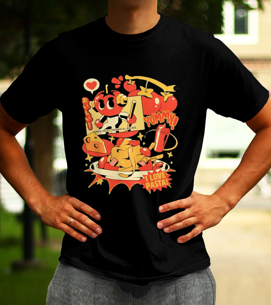Tomato Sauces Yummy I Love Pasta With Cheese And Heart T-Shirt