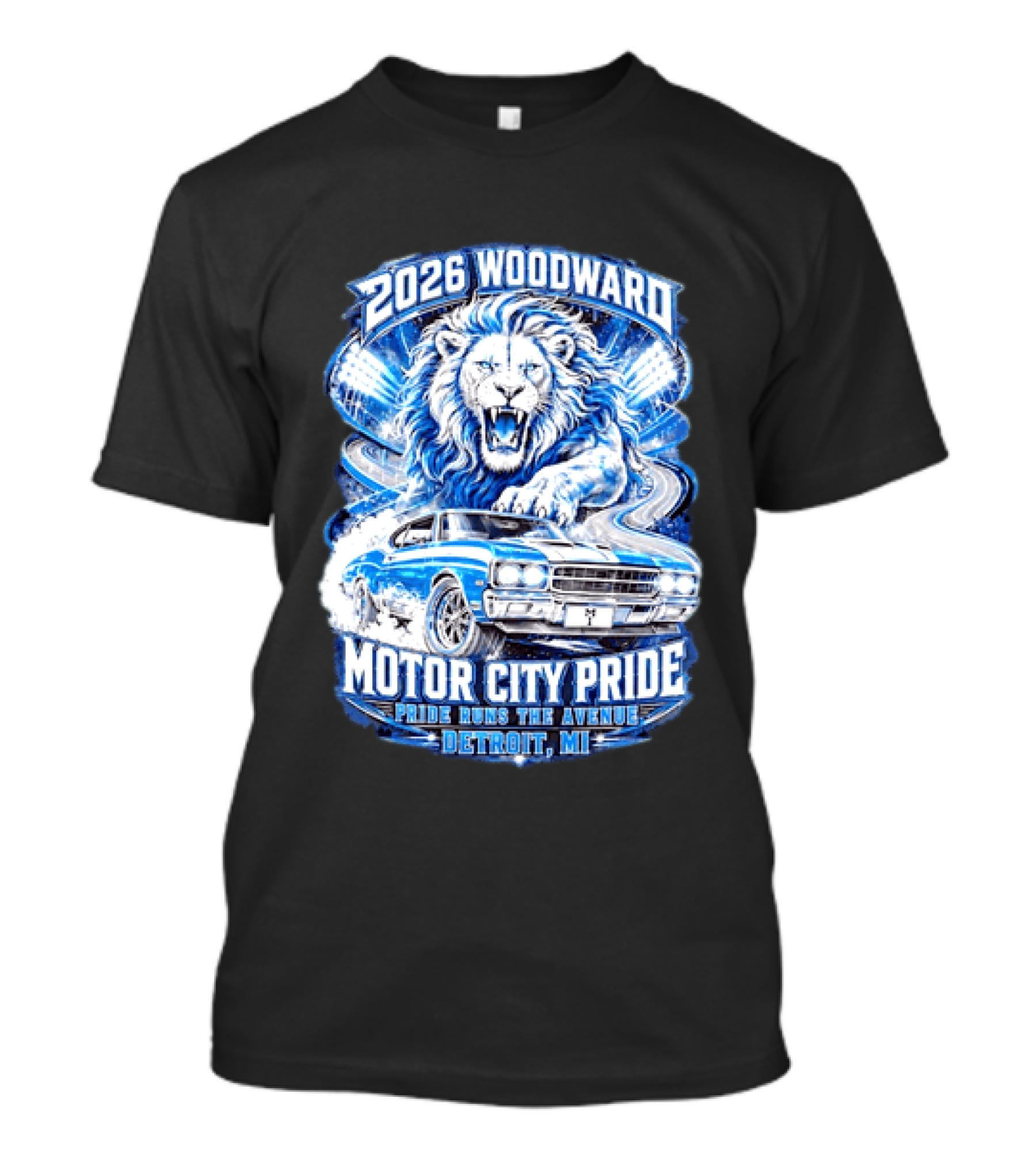 2026 Woodward Motor City Pride Lion And Classic Car Detroit MI Pride Runs The Avenue T-Shirt