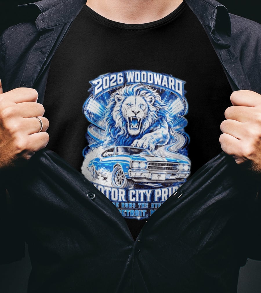 2026 Woodward Motor City Pride Lion And Classic Car Detroit MI Pride Runs The Avenue T-Shirt