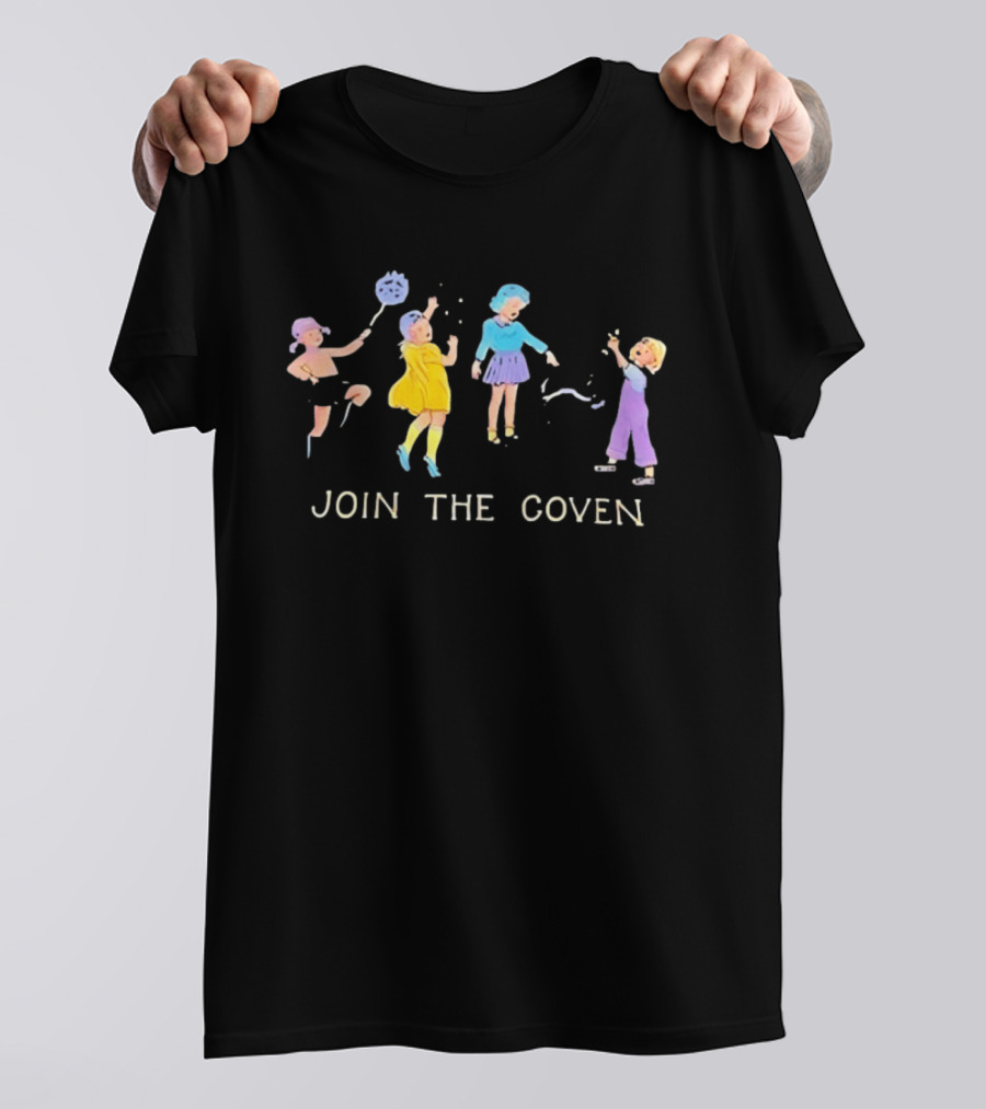 Join The Coven Witchcraft Magic Witches Kids Playful Scene T-Shirt