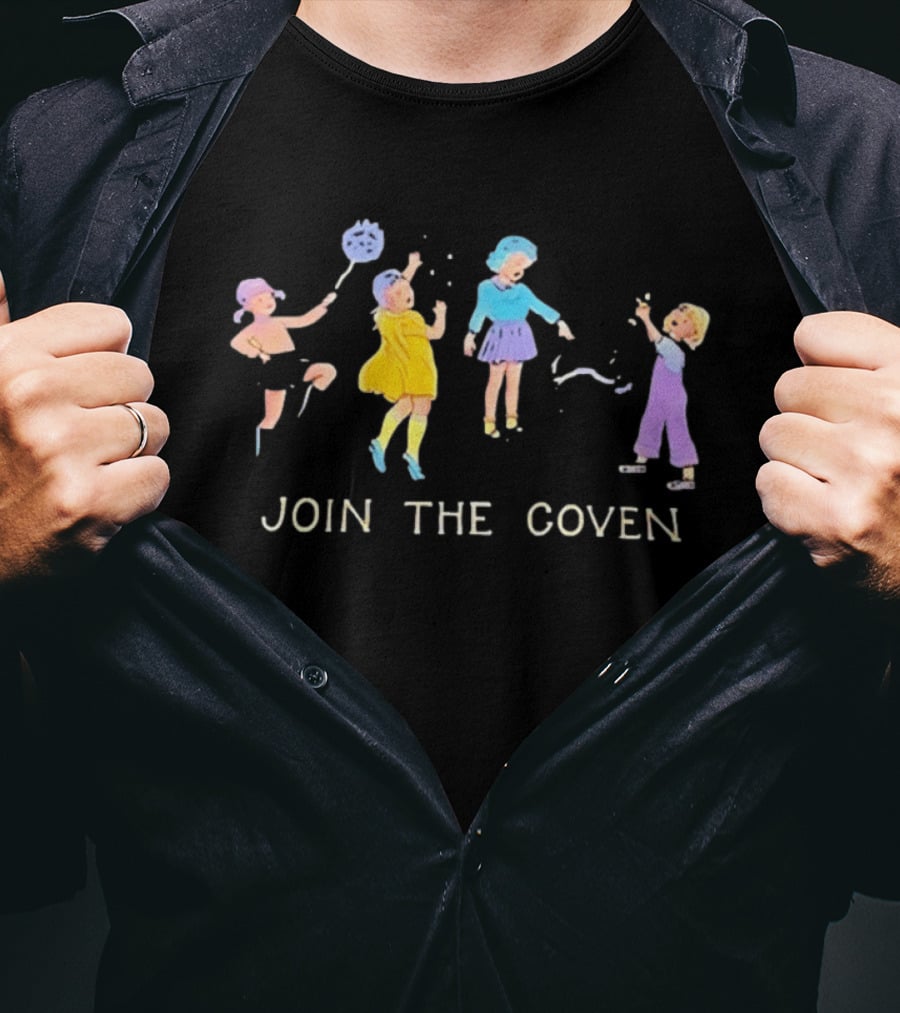 Join The Coven Witchcraft Magic Witches Kids Playful Scene T-Shirt