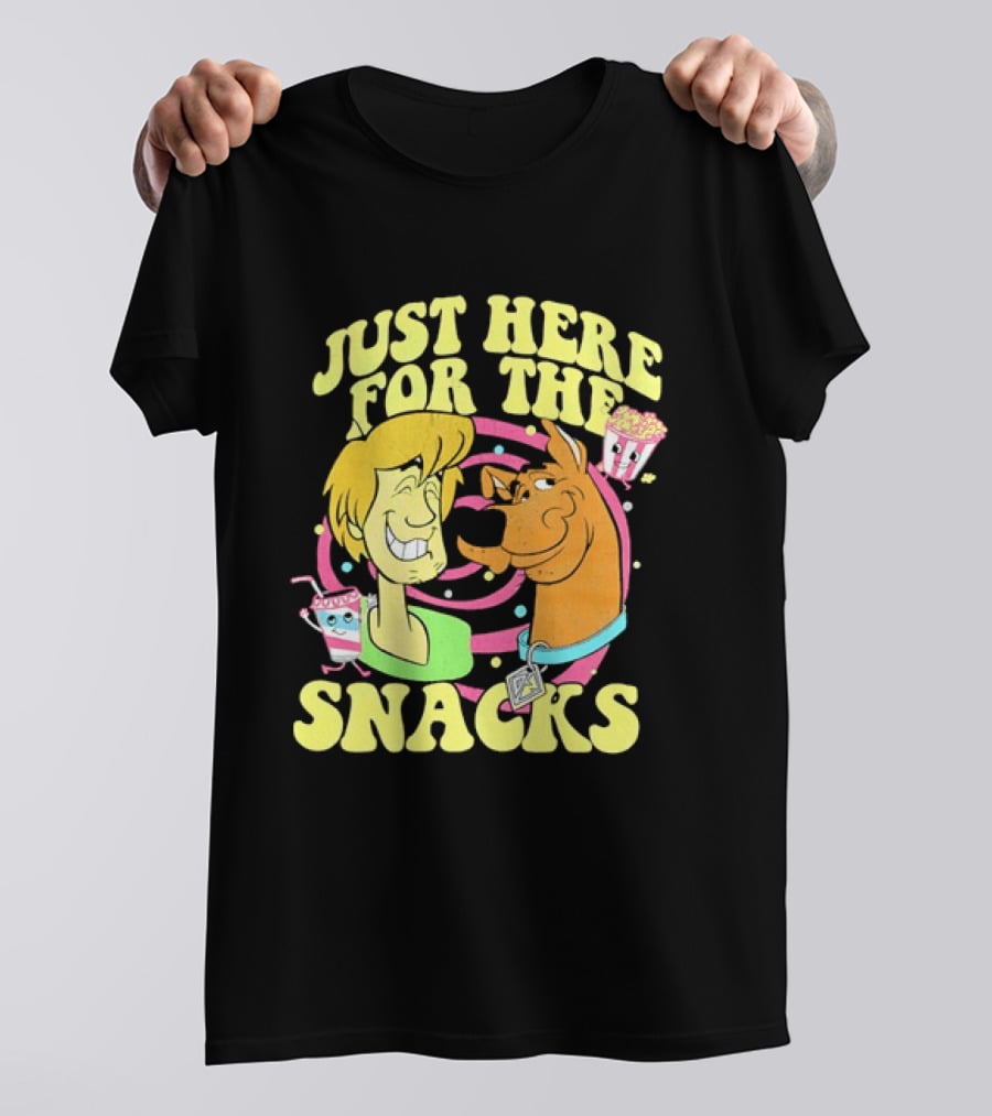 Scooby Doo Shaggy Just Here For The Snacks Popcorn Fun T-Shirt