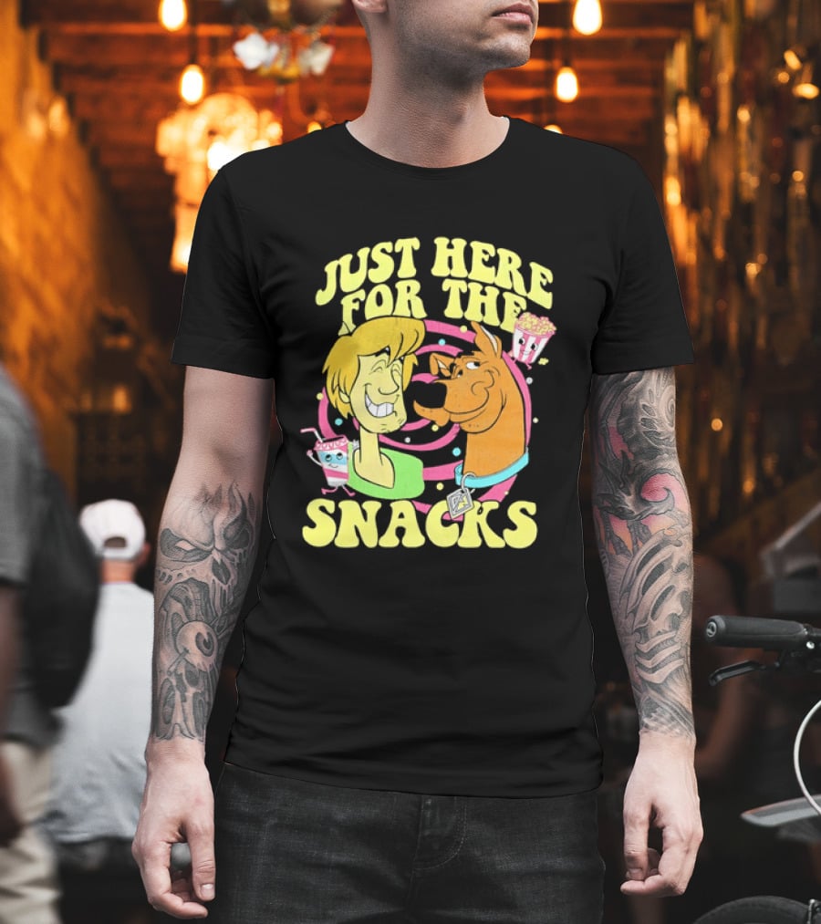 Scooby Doo Shaggy Just Here For The Snacks Popcorn Fun T-Shirt