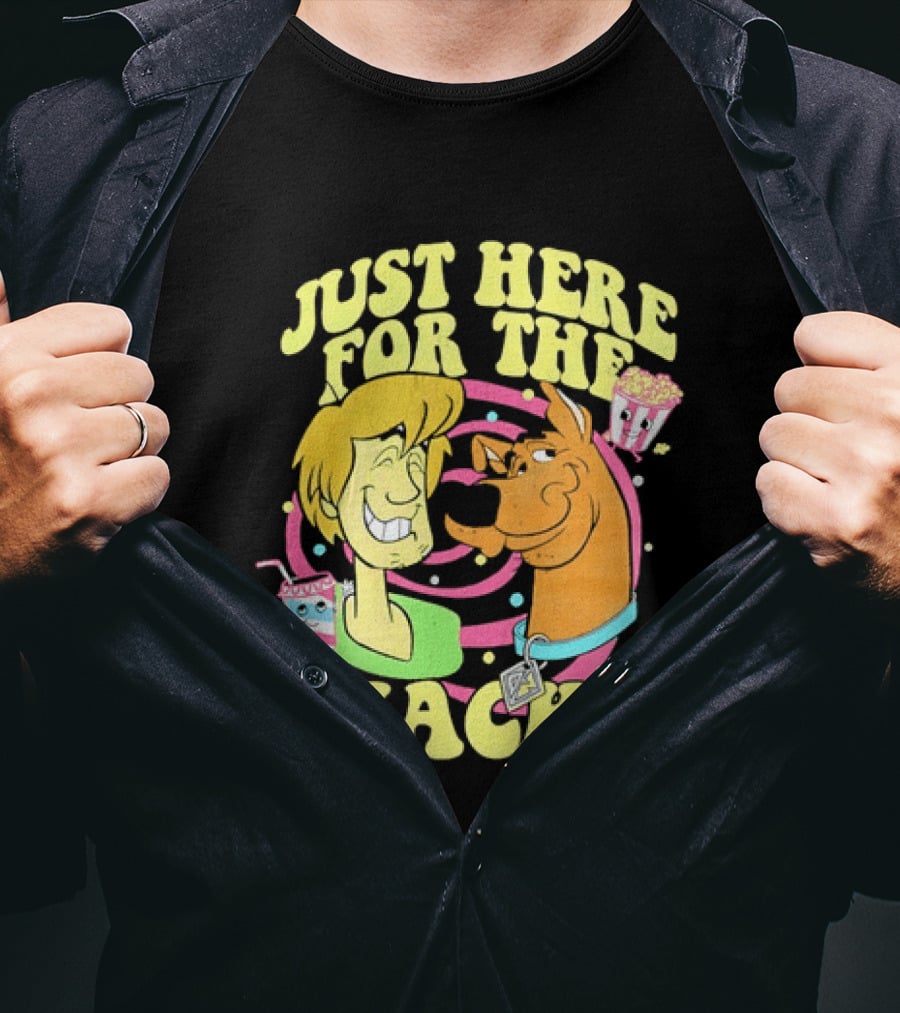 Scooby Doo Shaggy Just Here For The Snacks Popcorn Fun T-Shirt