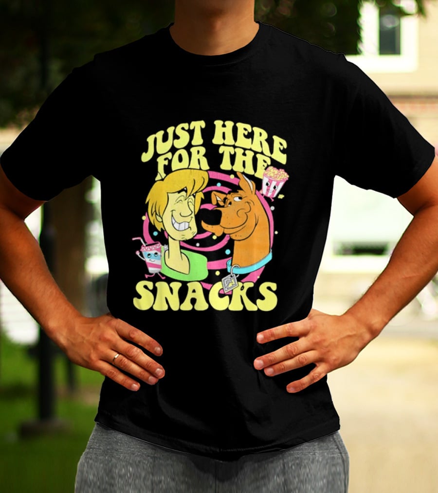 Scooby Doo Shaggy Just Here For The Snacks Popcorn Fun T-Shirt