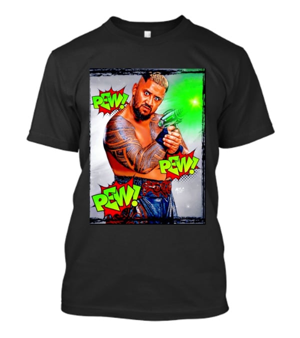 Solo Sikoa Pew Pew Pew WWE Wrestling Comic Style Laser Gun Action T-Shirt
