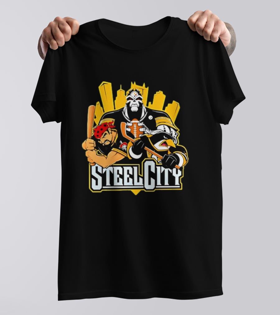 Steel City Pittsburgh Sports Teams Mascot Trio T-Shirt