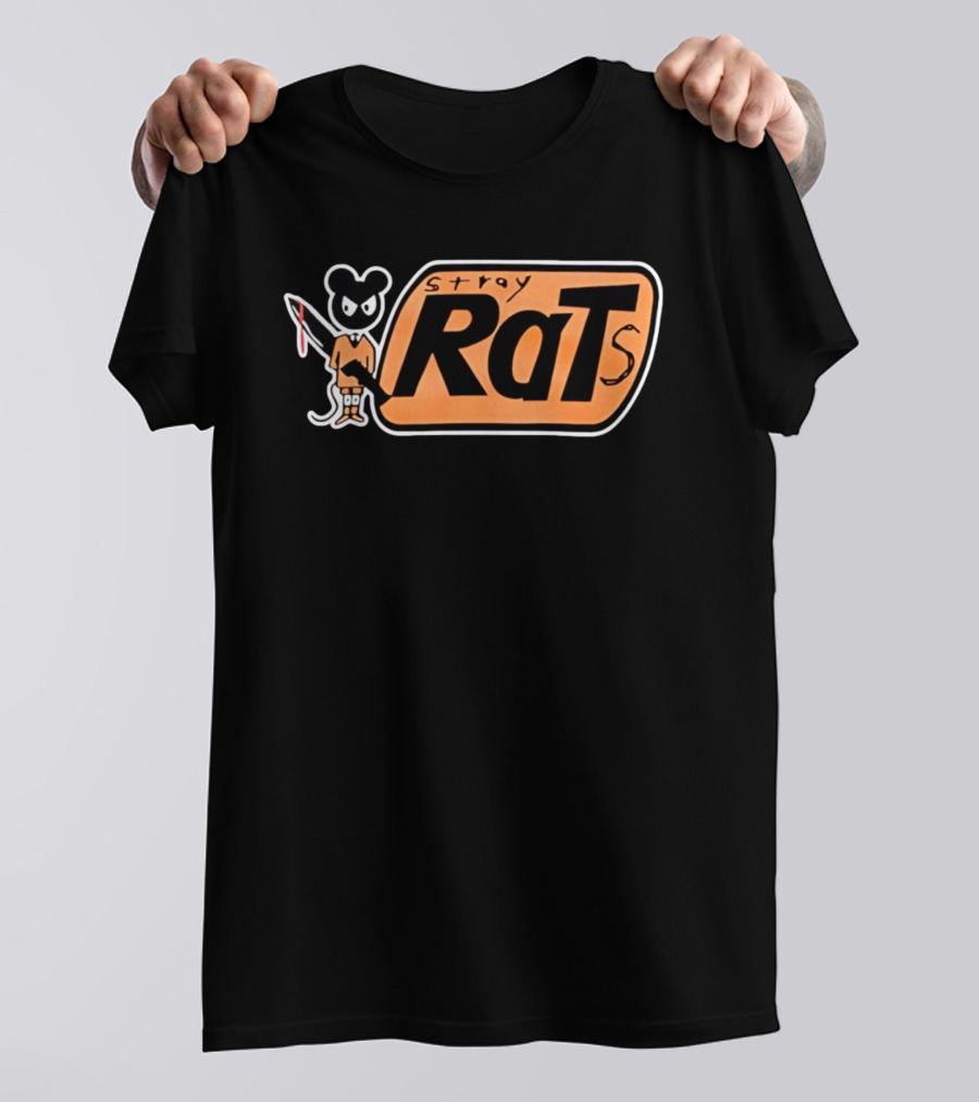 Stray Rats Bold Lettering With Cartoon T-Shirt