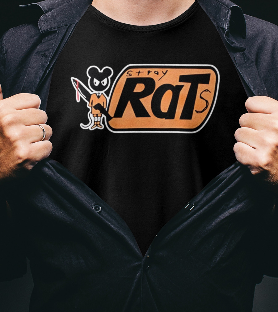 Stray Rats Bold Lettering With Cartoon T-Shirt