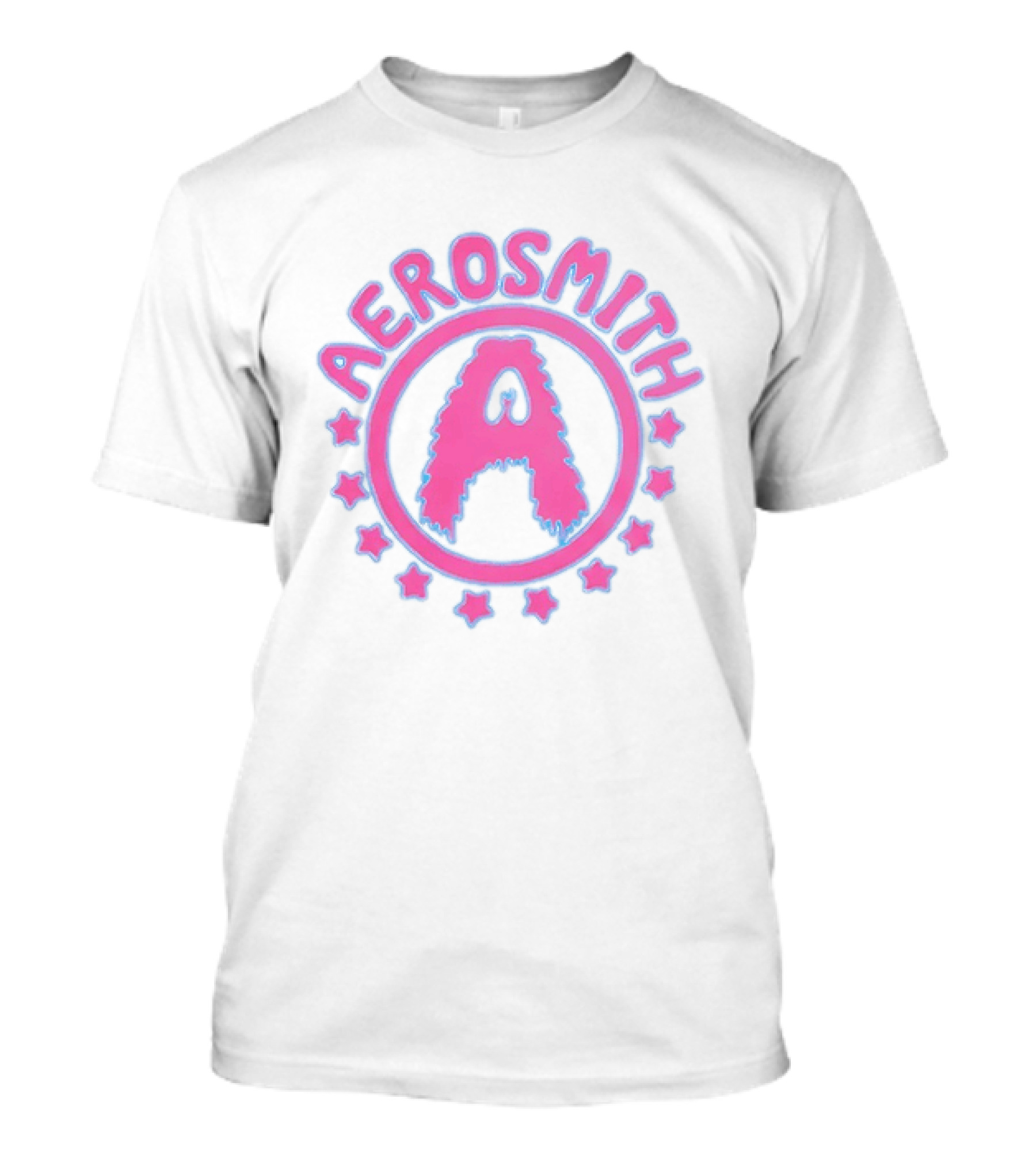 Aerosmith Retro Band Emblem Pink Blue Stars T-Shirt